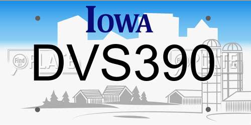 DVS390 Iowa License Plate