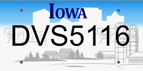DVS5116 Iowa License Plate