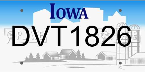 DVT1826 Iowa License Plate