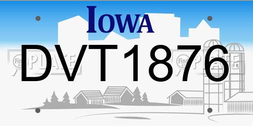 DVT1876 Iowa License Plate