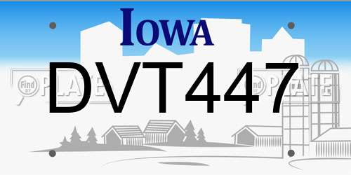DVT447 Iowa License Plate