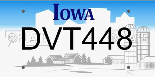 DVT448 Iowa License Plate