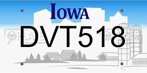 DVT518 Iowa License Plate