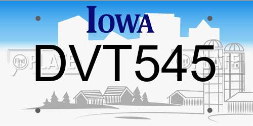 DVT545 Iowa License Plate