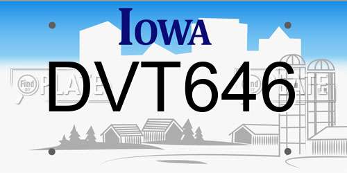 DVT646 Iowa License Plate