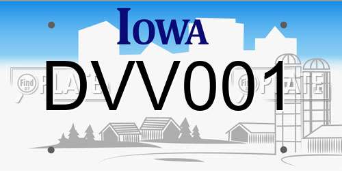 DVV001 Iowa License Plate