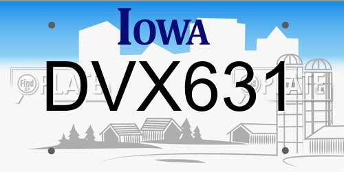 DVX631 Iowa License Plate