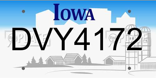 DVY4172 Iowa License Plate