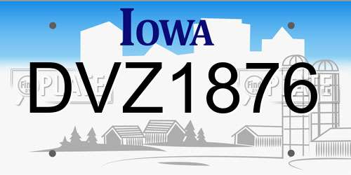 DVZ1876 Iowa License Plate