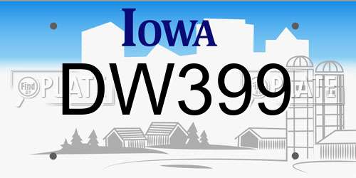DW399 Iowa License Plate
