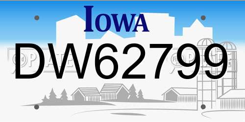 DW62799 Iowa License Plate