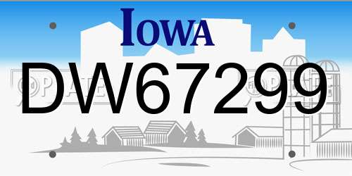 DW67299 Iowa License Plate