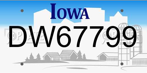 DW67799 Iowa License Plate
