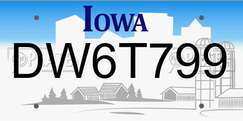 DW6T799 Iowa License Plate