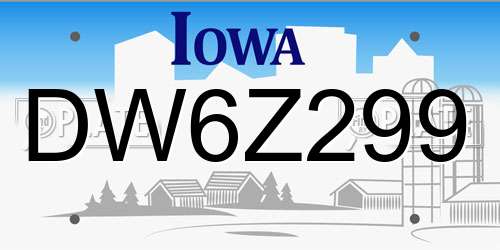 DW6Z299 Iowa License Plate