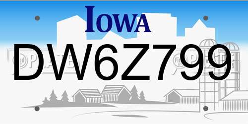 DW6Z799 Iowa License Plate