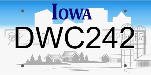 DWC242 Iowa License Plate