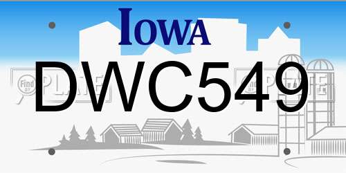 DWC549 Iowa License Plate