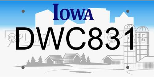 DWC831 Iowa License Plate