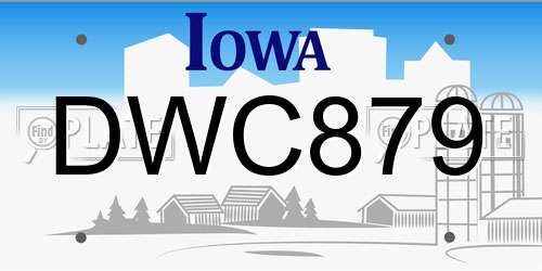 DWC879 Iowa License Plate