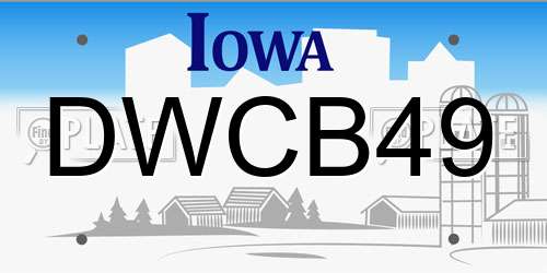 DWCB49 Iowa License Plate