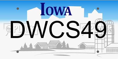 DWCS49 Iowa License Plate