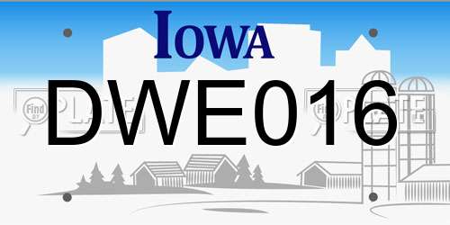 DWE016 Iowa License Plate