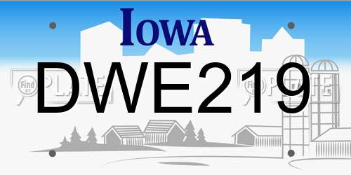 DWE219 Iowa License Plate