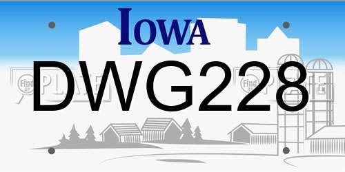 DWG228 Iowa License Plate