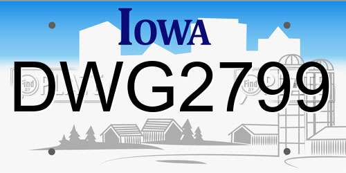 DWG2799 Iowa License Plate
