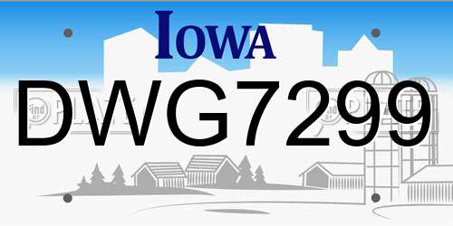 DWG7299 Iowa License Plate