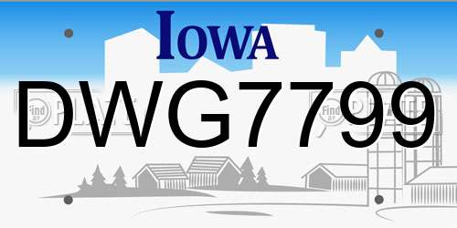 DWG7799 Iowa License Plate