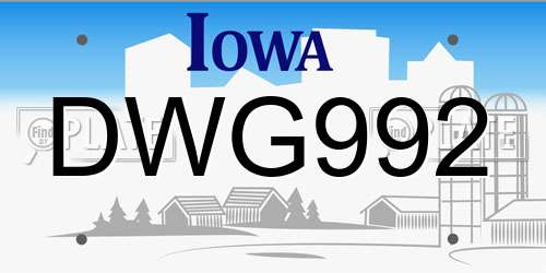 DWG992 Iowa License Plate