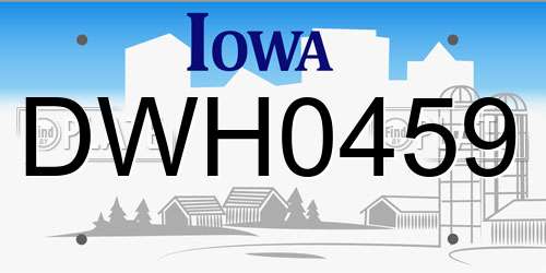 DWH0459 Iowa License Plate
