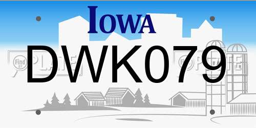 DWK079 Iowa License Plate