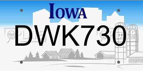DWK730 Iowa License Plate
