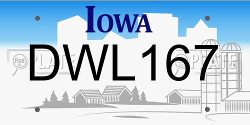 DWL167 Iowa License Plate