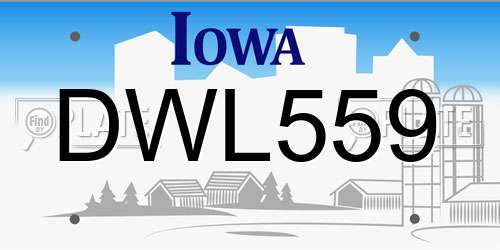DWL559 Iowa License Plate