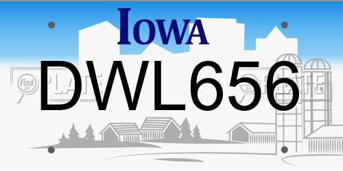 DWL656 Iowa License Plate