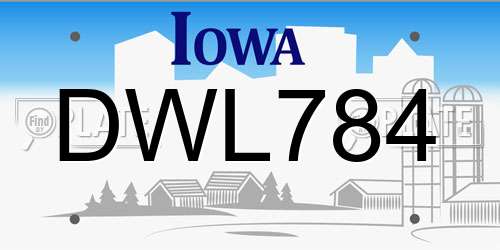 DWL784 Iowa License Plate
