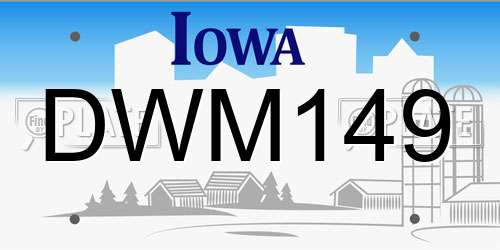 DWM149 Iowa License Plate
