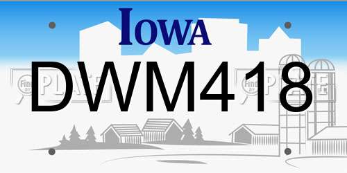 DWM418 Iowa License Plate