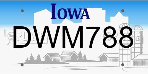DWM788 Iowa License Plate
