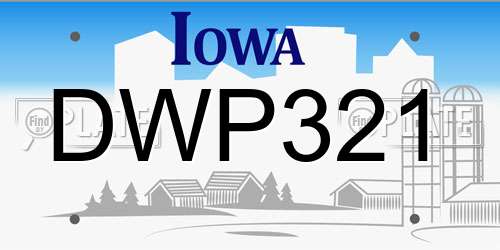 DWP321 Iowa License Plate