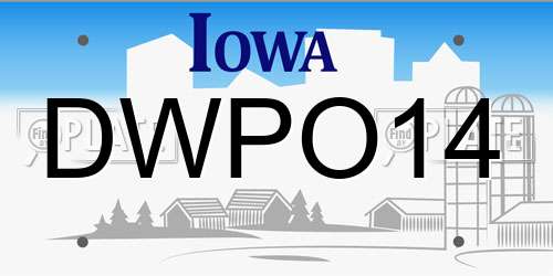 DWPO14 Iowa License Plate