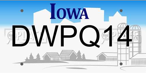 DWPQ14 Iowa License Plate
