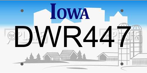 DWR447 Iowa License Plate
