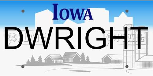 DWRIGHT Iowa License Plate