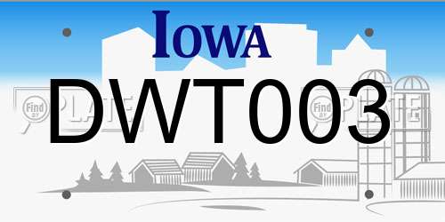 DWT003 Iowa License Plate