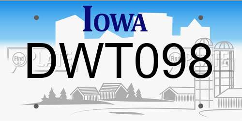 DWT098 Iowa License Plate